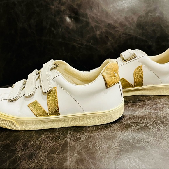 Veja White and Gold Sneakers - Picture 2 of 7